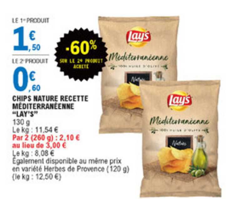 Chips Nature Recette Méditerranéenne Lay's -50% Sur Le 2e Produit Acheté