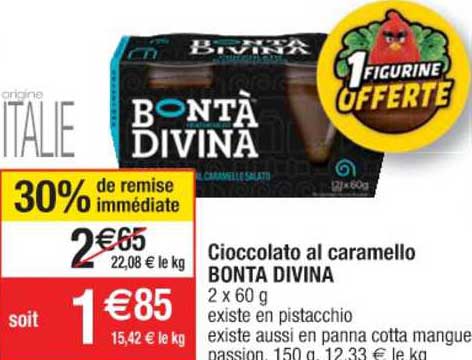 cioccolato al caramello bonta divina 30% remise immédiate