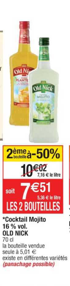 cocktail mojito 16% vol. old nick 2ème bouteille à -50%