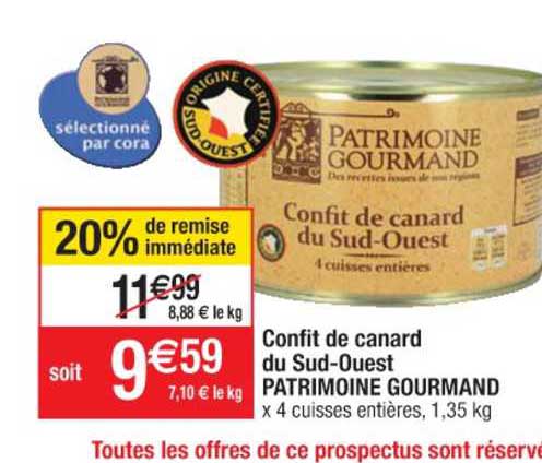 confit de canard du sud ouest patrimoine gourmand 20% remise immédiate