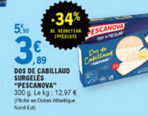 Dos De Cabillaud Surgelés Pescanova -34% Réduction Immédiate