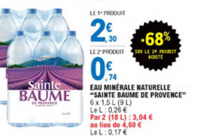 eau minérale naturelle sainte baume de provence -68% sur le 2e produit acheté