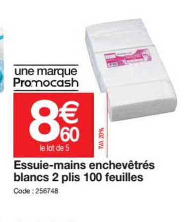 essuie mains enchevêtrés blancs 2 plis 100 feuilles
