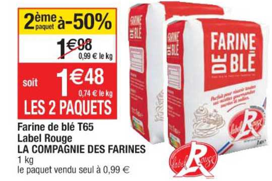 farine de blé t65 label rouge la compagnie des farines 2ème paquet à -50%