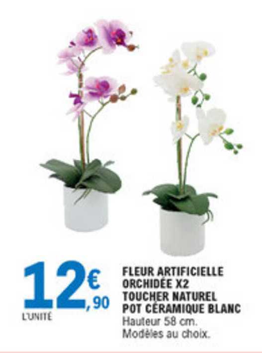 fleur artificielle orchidée x2 toucher naturel pot céramique blanc