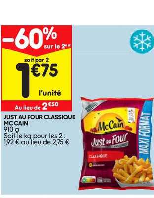 just au four classique mc cain -60% sur le 2e
