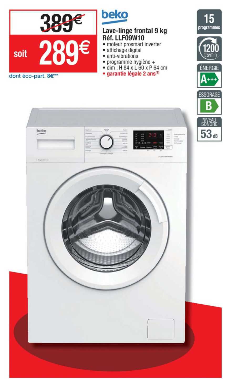 lave linge frontal 9 kg réf. llf09w10 beko