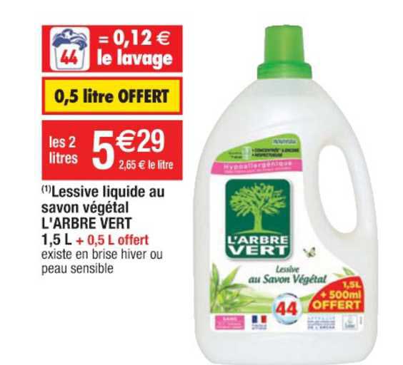 lessive liquide au savon végétal l'arbre vert