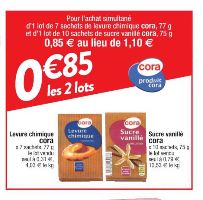 levure chimique cora sucre vanillé cora