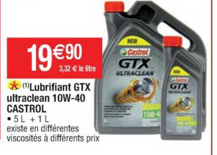 Lubrifiant Gtx Ultraclean 10w 40 Castrol