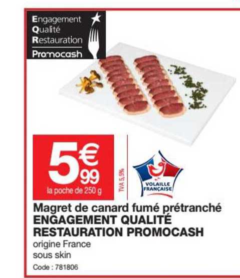 magret de canard fumé prétranché engagement qualité restauration promocash