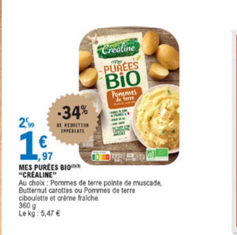 mes purées bio créaline -34% réduction immédiate