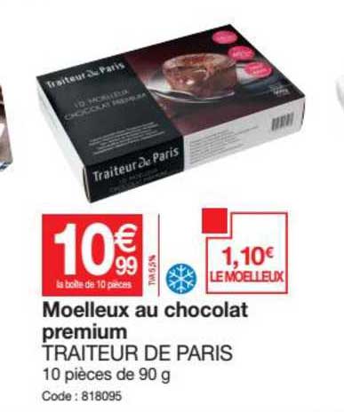 Moelleux Au Chocolat Premium Traiteur De Paris