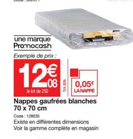 nappes gaufrées blanches 70 x 70 cm