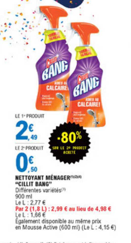 nettoyant ménager cillit bang -80% réduction immédiate