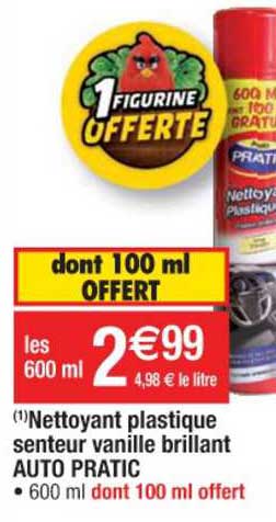 nettoyant plastique senteur vanille brillant auto pratic