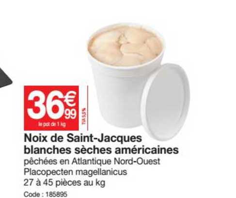 noix de saint jacques blanches sèches américaines