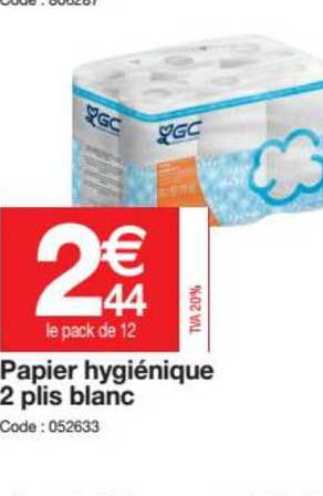 papier hygiénique 2 plis blanc