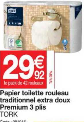 papier toilette rouleau traditionnel extra doux premium 3 plis tork