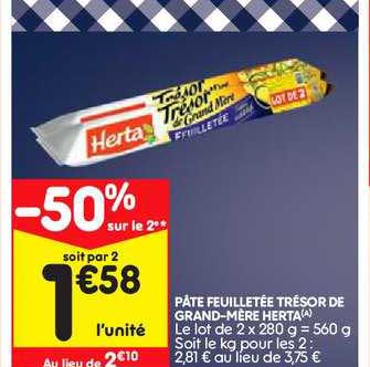 pâte feuilletée trésor de grand mère herta -50% sur le 2e