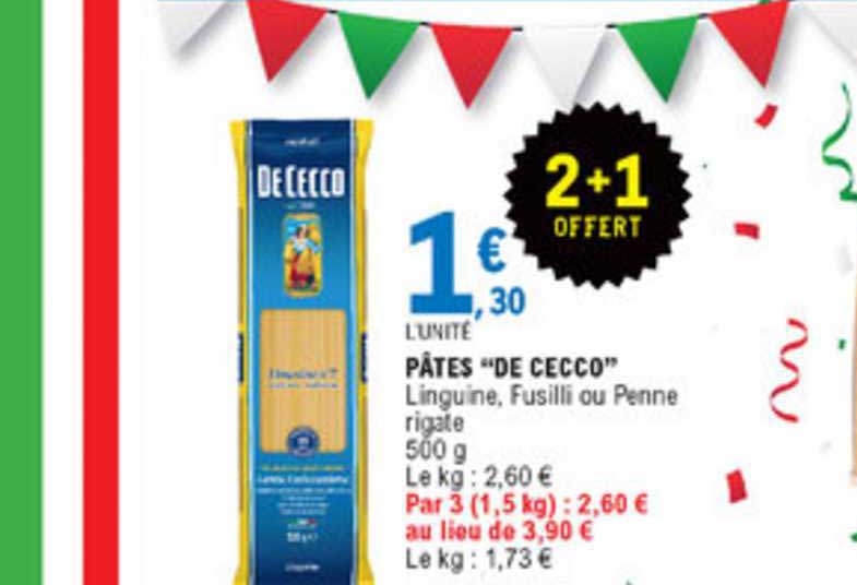 pâtes de cecco 2+1 offert