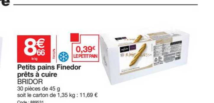 petits pains finedor prêts à cuire bridor
