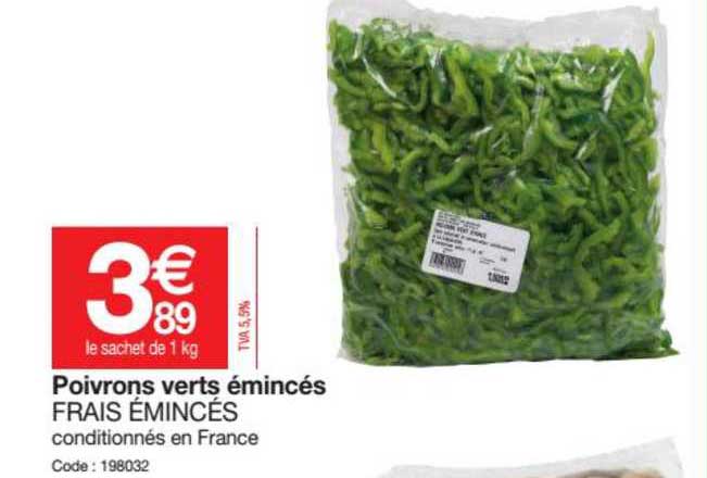 Poivrons Verts émincés Frais émincés