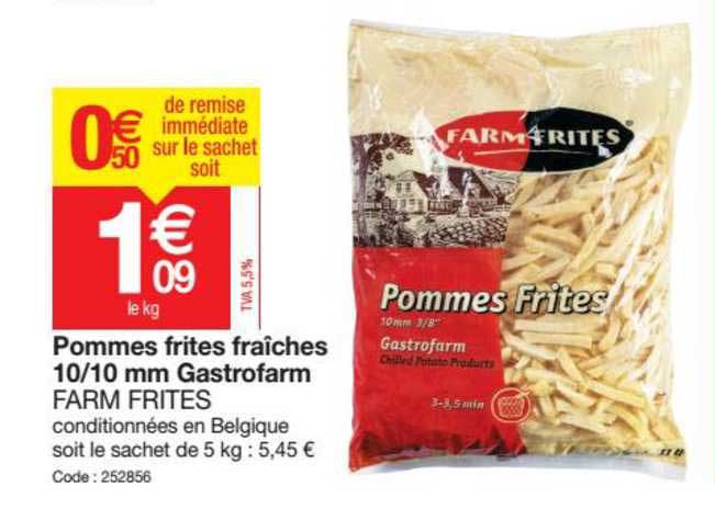 pommes frites fraîches 10 10 mm gastrofarm farm frites
