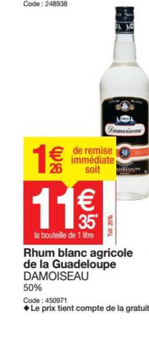 Rhum Blanc Agricole De La Guadeloupe Damoiseau