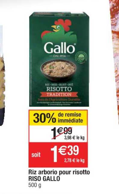 riz arborio pour risotto riso gallo 30% remise immédiate
