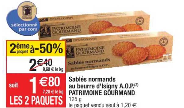 sablés normands au beurre d'isigny a.o.p. patrimoine gourmand 2ème paquet à -50%