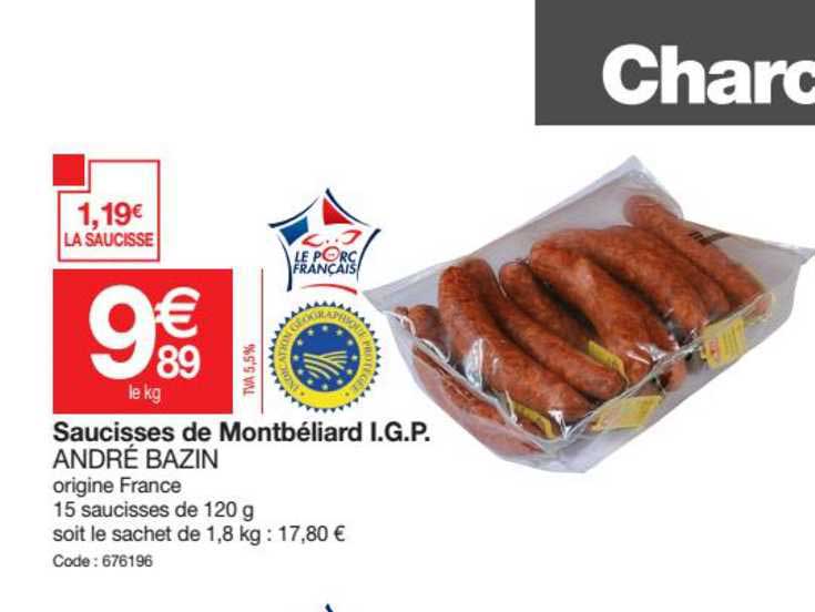saucisses de montbéliard i.g.p. andré bazin