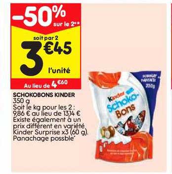 Schokobons Kinder -50% Sur Le 2e