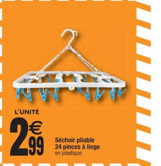 Séchoir Pliable 24 Pinces à Linge
