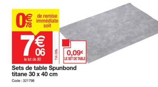 sets de table spunbond titane 30 x 40 cm