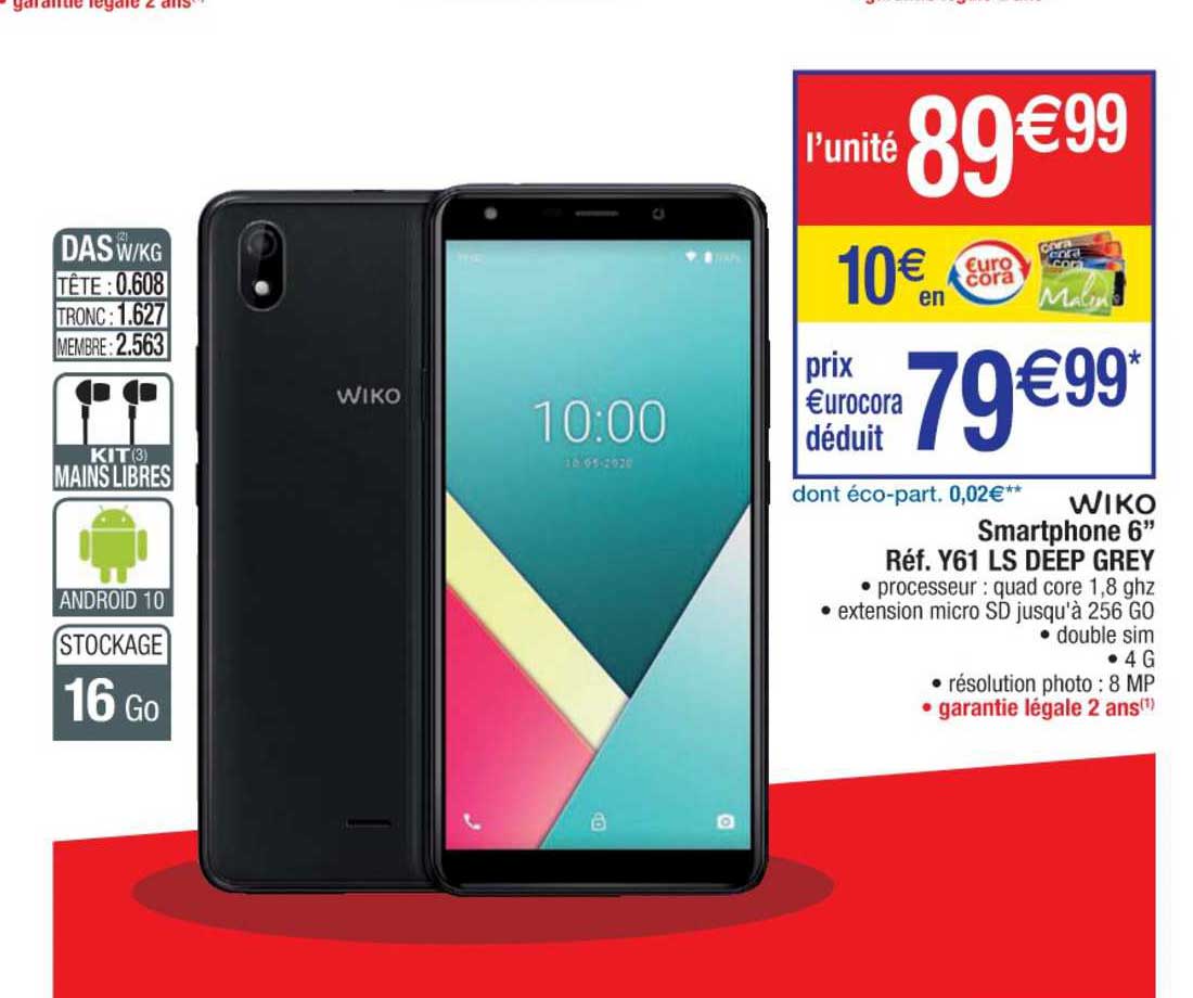 smartphone 6'' réf. y61 ls deep grey wiko