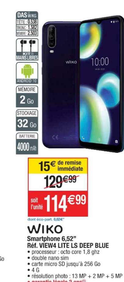 smartphone 6.52'' réf. view4 lite ls deep blue wiko