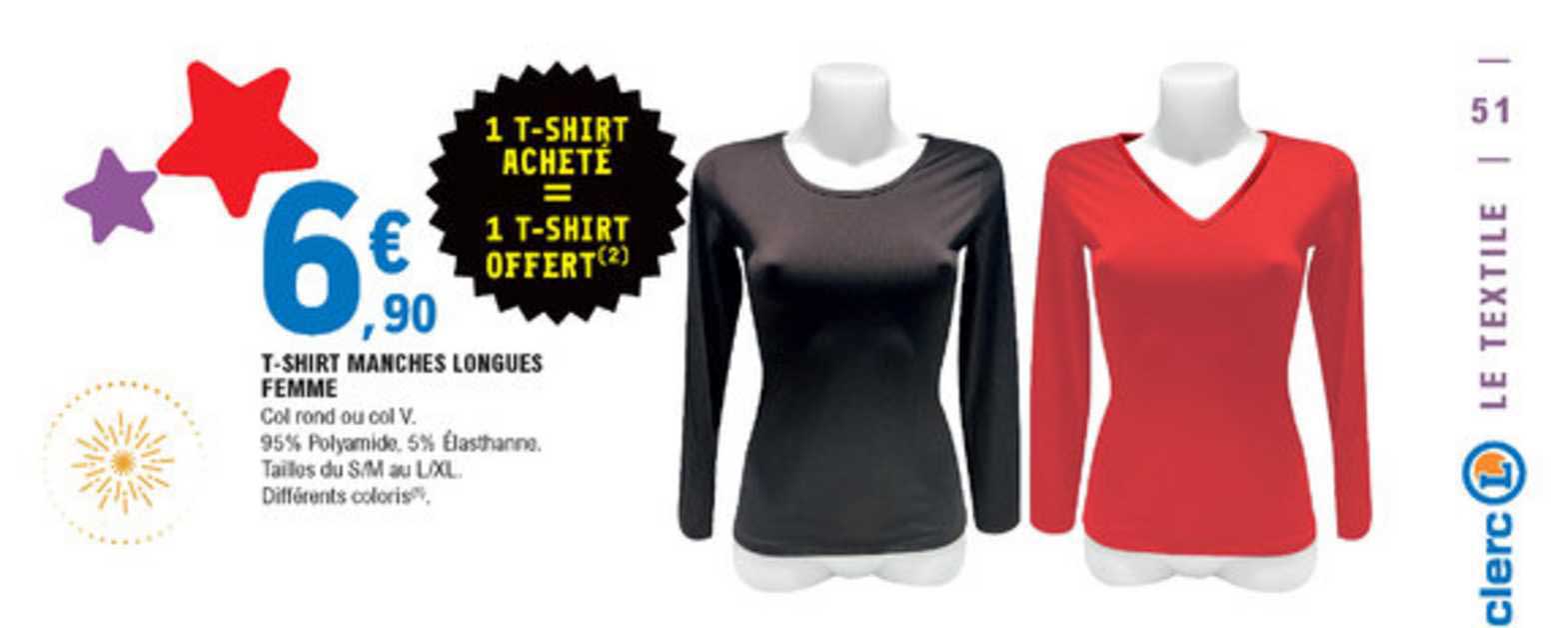 t shirt manches longues femme 1 acheté = 1 offert