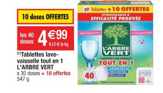 tablettes lave vaisselle tout en 1 l'arbre vert