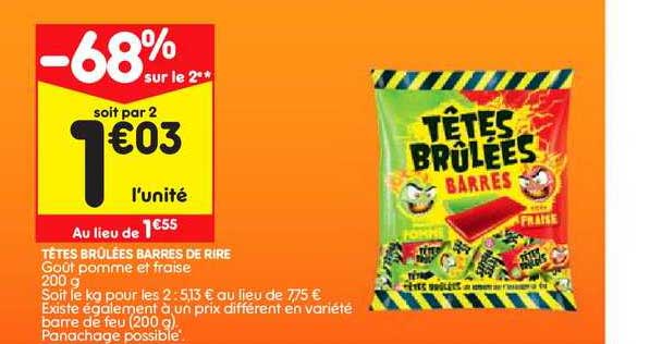 têtes brûlées barres de rire -68% sur le 2e