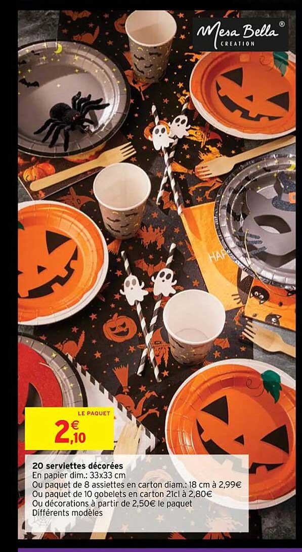 20 serviettes décorées mesa bella