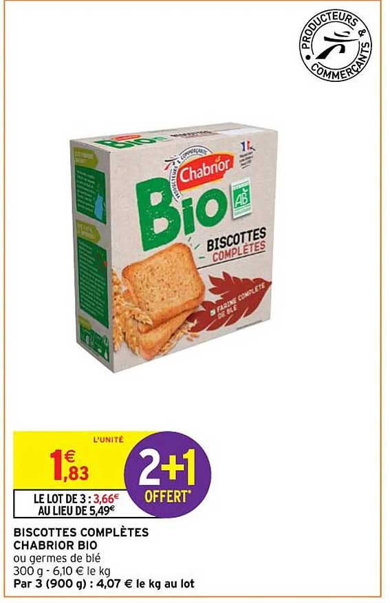 biscottes complètes chabrior bio