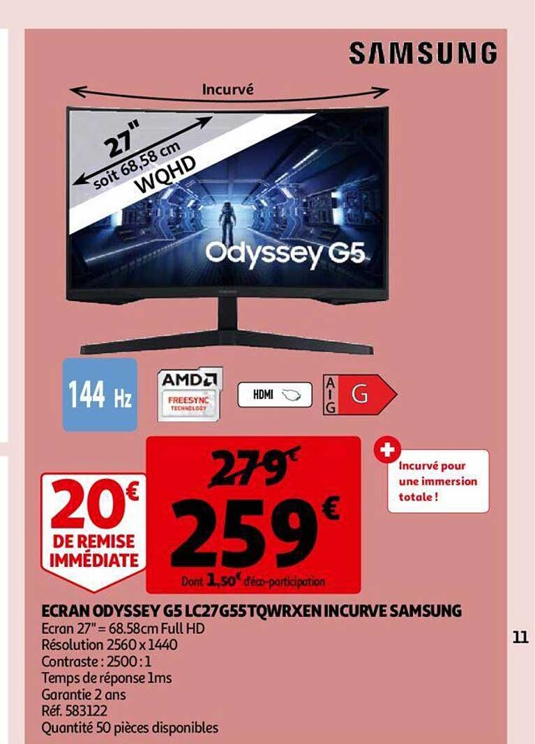 écran Odyssey G5 Lc27g55tqwrxen Incurve Samsung