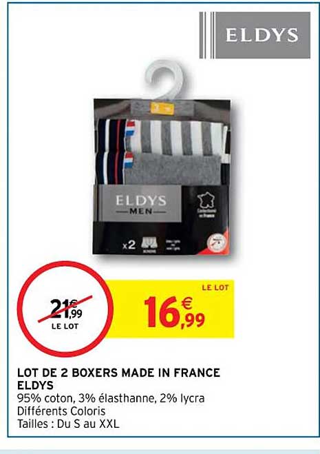 lot de 2 boxers made in france eldys