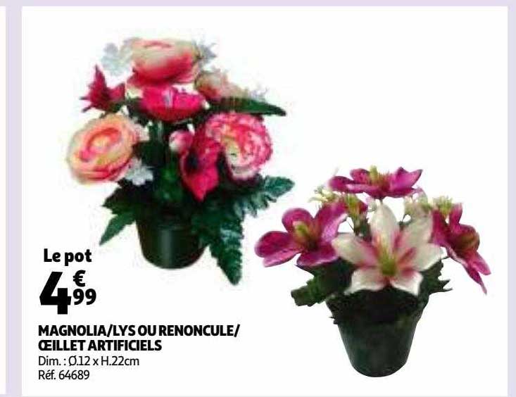 magnolia-lys ou renoncule-œillet artificiels