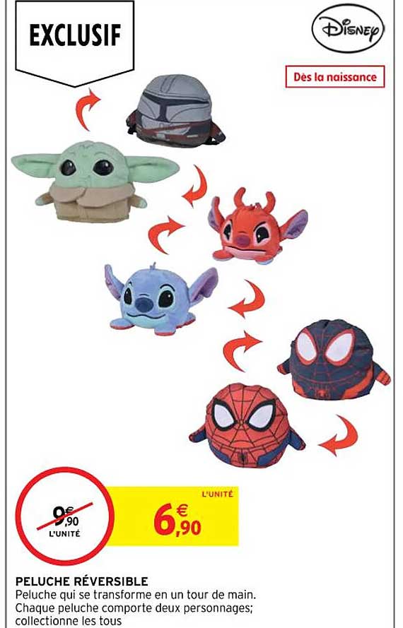 Peluche Réversible Disney