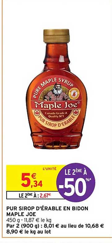 pur sirop d'érable en bidon maple joe