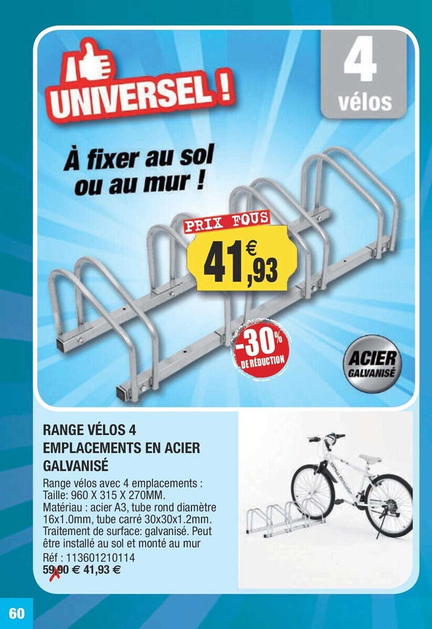 range vélos 4 emplacements en acier galvanisé