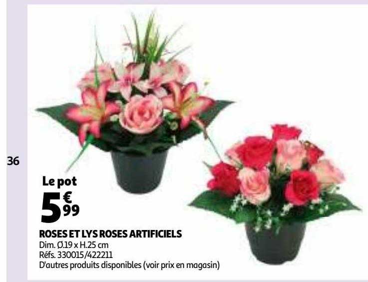 roses et lys roses artificiels