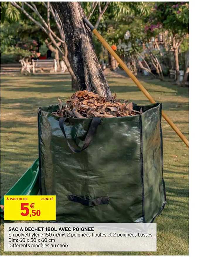 sac à déchet 180l avec poignée